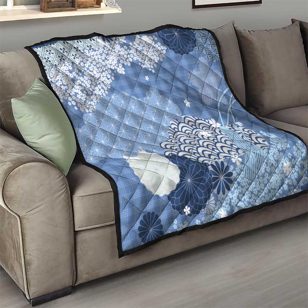 Blue Palaka Japanese Patterns Quilt Asanoha Seigaiha Sakura Motif LT14 - Polynesian Pride