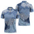 Blue Palaka Japanese Patterns Zipper Polo Shirt Asanoha Seigaiha Sakura Motif - Polynesian Pride