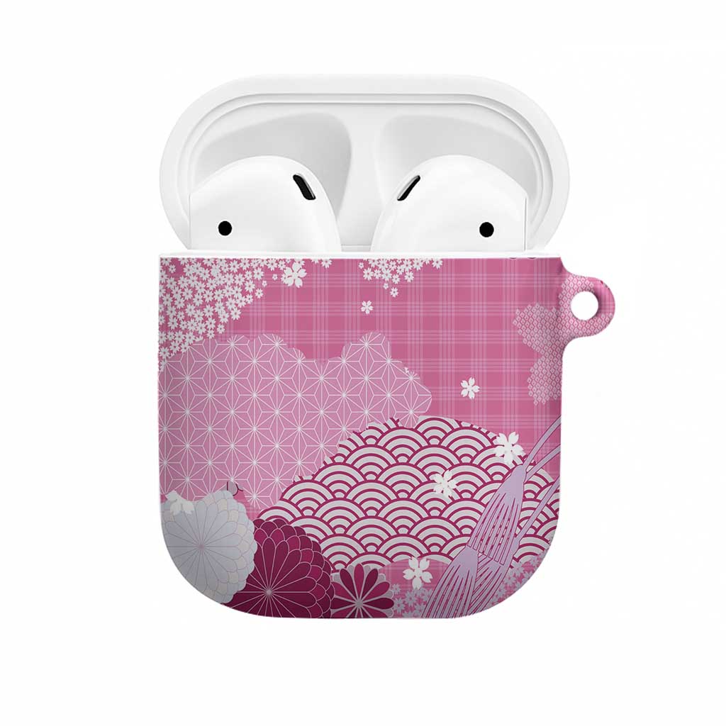 Pink Palaka Japanese Patterns AirPods Case Asanoha Seigaiha Sakura Motif LT14 Pink - Polynesian Pride