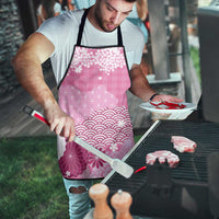 Pink Palaka Japanese Patterns Apron Asanoha Seigaiha Sakura Motif - Polynesian Pride