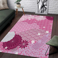 Pink Palaka Japanese Patterns Area Rug Asanoha Seigaiha Sakura Motif - Polynesian Pride