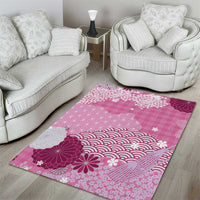 Pink Palaka Japanese Patterns Area Rug Asanoha Seigaiha Sakura Motif - Polynesian Pride