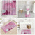Pink Palaka Japanese Patterns Bathroom Set Asanoha Seigaiha Sakura Motif - Polynesian Pride