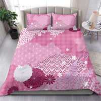 Pink Palaka Japanese Patterns Bedding Set Asanoha Seigaiha Sakura Motif - Polynesian Pride