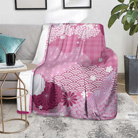 Pink Palaka Japanese Patterns Blanket Asanoha Seigaiha Sakura Motif - Polynesian Pride