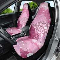 Pink Palaka Japanese Patterns Car Seat Cover Asanoha Seigaiha Sakura Motif - Polynesian Pride