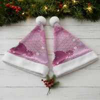 Pink Palaka Japanese Patterns Christmas Santa Hat Asanoha Seigaiha Sakura Motif - Polynesian Pride