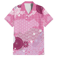 Pink Palaka Japanese Patterns Family Matching Short Sleeve Bodycon Dress and Hawaiian Shirt Asanoha Seigaiha Sakura Motif - Polynesian Pride