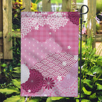 Pink Palaka Japanese Patterns Garden Flag Asanoha Seigaiha Sakura Motif - Polynesian Pride