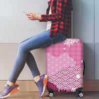 Pink Palaka Japanese Patterns Luggage Cover Asanoha Seigaiha Sakura Motif - Polynesian Pride