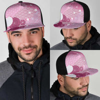 Pink Japanese Traditional Motifs Mesh Trucker Cap Palaka With Asanoha Seigaiha Sakura - Polynesian Pride