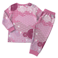 Pink Palaka Japanese Patterns Christmas Pajama Set Asanoha Seigaiha Sakura Motif - Polynesian Pride