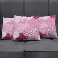 Pink Palaka Japanese Patterns Pillow Cover Asanoha Seigaiha Sakura Motif - Polynesian Pride