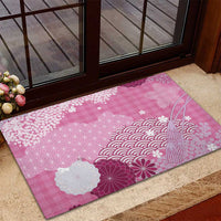Pink Palaka Japanese Patterns Rubber Doormat Asanoha Seigaiha Sakura Motif LT14 - Polynesian Pride
