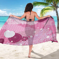 Pink Palaka Japanese Patterns Sarong Asanoha Seigaiha Sakura Motif - Polynesian Pride