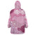 Pink Palaka Japanese Patterns Wearable Blanket Hoodie Asanoha Seigaiha Sakura Motif - Polynesian Pride