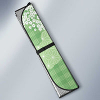 Green Palaka Japanese Patterns Auto Sun Shade Asanoha Seigaiha Sakura Motif - Polynesian Pride