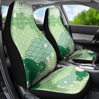 Green Palaka Japanese Patterns Car Seat Cover Asanoha Seigaiha Sakura Motif - Polynesian Pride