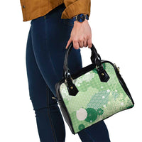 Green Palaka Japanese Patterns Shoulder Handbag Asanoha Seigaiha Sakura Motif - Polynesian Pride