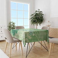 Green Palaka Japanese Patterns Tablecloth Asanoha Seigaiha Sakura Motif - Polynesian Pride
