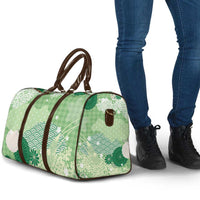 Green Palaka Japanese Patterns Travel Bag Asanoha Seigaiha Sakura Motif - Polynesian Pride