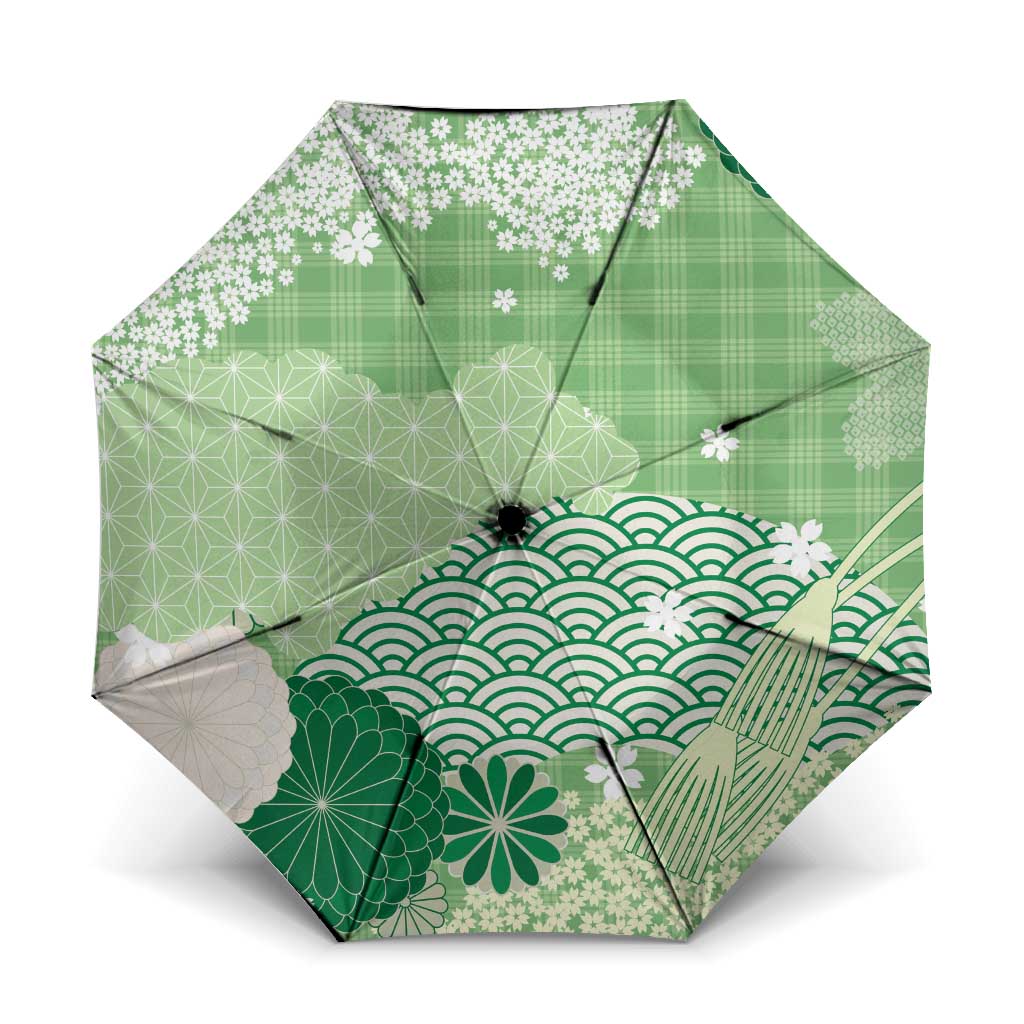 green floral patio umbrella Green Palaka Japanese Patterns Umbrella Asanoha Seigaiha Sakura Motif