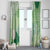 Green Palaka Japanese Patterns Window Curtain Asanoha Seigaiha Sakura Motif - Polynesian Pride