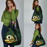 Personalised Solomon Islands Western Province Day Grocery Bag Sea Turtle Mix Polynesian Hibiscus Pattern