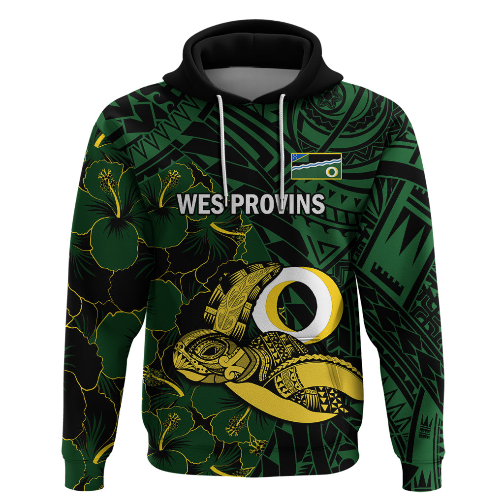 Personalised Solomon Islands Western Province Day Hoodie Sea Turtle Mix Polynesian Hibiscus Pattern LT14 Green - Polynesian Pride