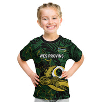 Personalised Solomon Islands Western Province Day Kid T Shirt Sea Turtle Mix Polynesian Hibiscus Pattern LT14 Green - Polynesian Pride