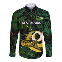 Personalised Solomon Islands Western Province Day Long Sleeve Button Shirt Sea Turtle Mix Polynesian Hibiscus Pattern LT14 Unisex Green - Polynesian Pride