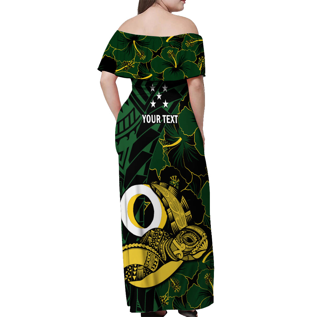 Personalised Solomon Islands Western Province Day Off Shoulder Maxi Dress Sea Turtle Mix Polynesian Hibiscus Pattern LT14 - Polynesian Pride