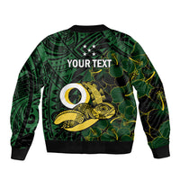 Personalised Solomon Islands Western Province Day Sleeve Zip Bomber Jacket Sea Turtle Mix Polynesian Hibiscus Pattern LT14 - Polynesian Pride