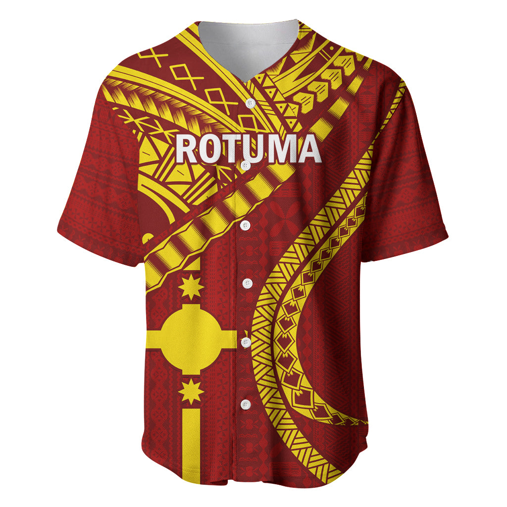 Personalised Fiji Rotuma Baseball Jersey Fijian Tapa Pattern LT14 Maroon - Polynesian Pride
