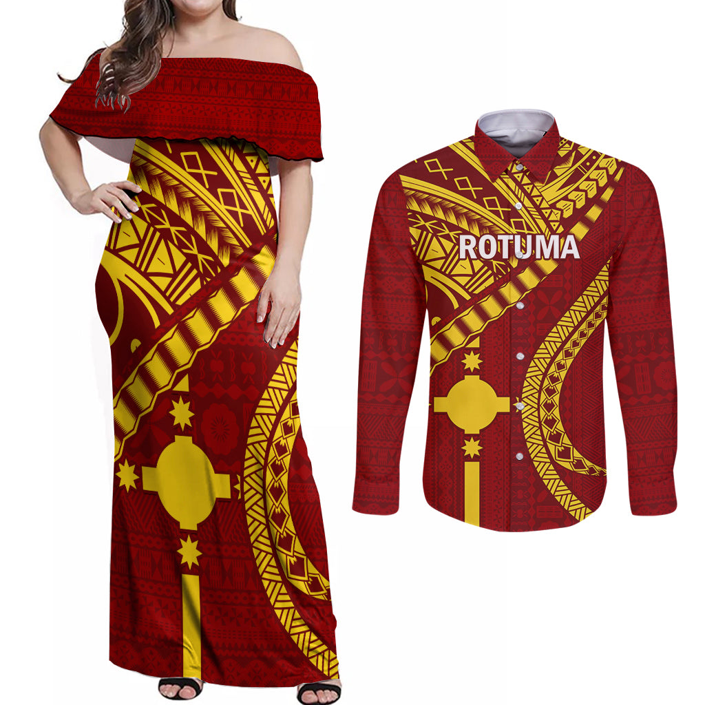 Personalised Fiji Rotuma Couples Matching Off Shoulder Maxi Dress and ...