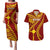 Personalised Fiji Rotuma Couples Matching Puletasi Dress and Hawaiian Shirt Fijian Tapa Pattern LT14 Maroon - Polynesian Pride