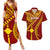 Personalised Fiji Rotuma Couples Matching Summer Maxi Dress and Hawaiian Shirt Fijian Tapa Pattern LT14 Maroon - Polynesian Pride