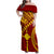 Personalised Fiji Rotuma Family Matching Off Shoulder Maxi Dress and Hawaiian Shirt Fijian Tapa Pattern LT14 Mom's Dress Maroon - Polynesian Pride