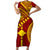 Personalised Fiji Rotuma Family Matching Short Sleeve Bodycon Dress and Hawaiian Shirt Fijian Tapa Pattern LT14 Mom's Dress Maroon - Polynesian Pride