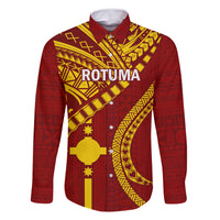Personalised Fiji Rotuma Family Matching Summer Maxi Dress and Hawaiian Shirt Fijian Tapa Pattern LT14 Dad's Shirt - Long Sleeve Maroon - Polynesian Pride