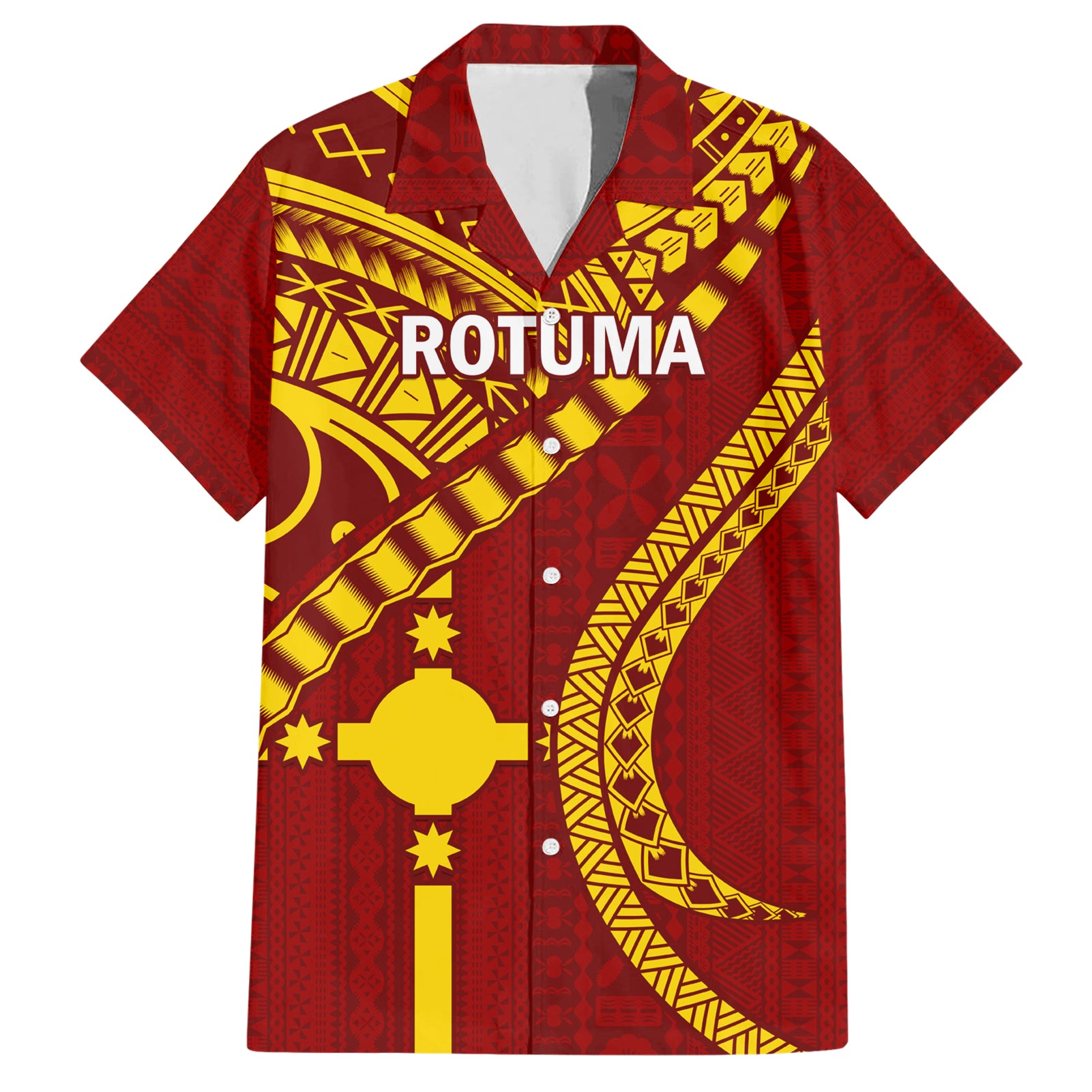 Personalised Fiji Rotuma Hawaiian Shirt Fijian Tapa Pattern LT14 Maroon - Polynesian Pride