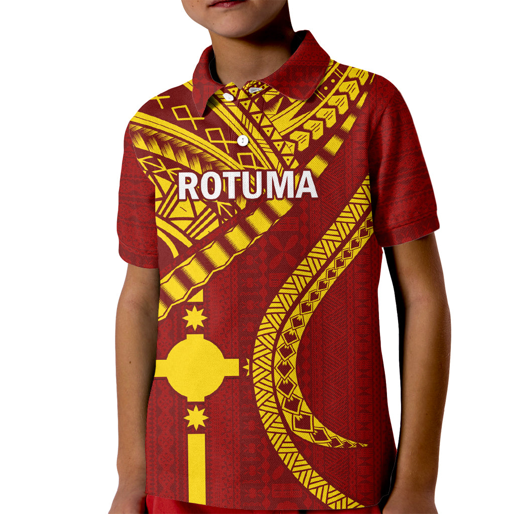 Personalised Fiji Rotuma Kid Polo Shirt Fijian Tapa Pattern LT14 Kid Maroon - Polynesian Pride