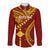 Personalised Fiji Rotuma Long Sleeve Button Shirt Fijian Tapa Pattern LT14 Unisex Maroon - Polynesian Pride