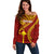 Personalised Fiji Rotuma Off Shoulder Sweater Fijian Tapa Pattern LT14 Women Maroon - Polynesian Pride