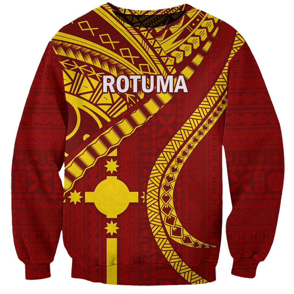 Personalised Fiji Rotuma Sweatshirt Fijian Tapa Pattern LT14 Unisex Maroon - Polynesian Pride