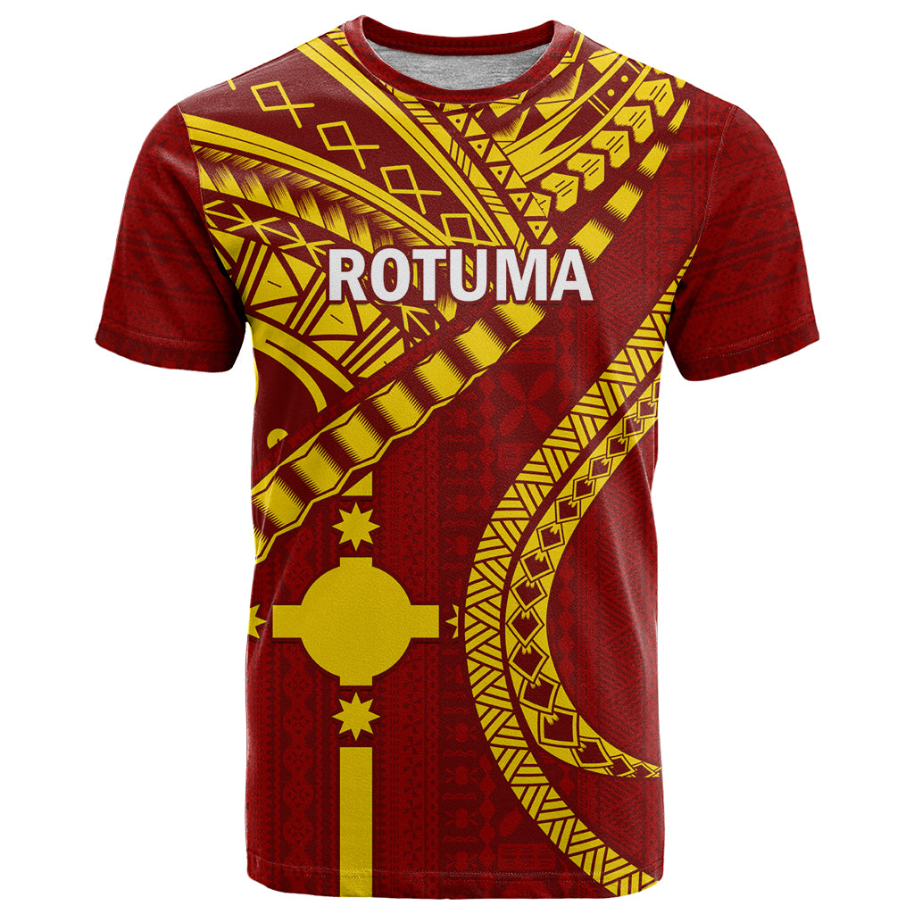 Personalised Fiji Rotuma T Shirt Fijian Tapa Pattern LT14 Maroon - Polynesian Pride