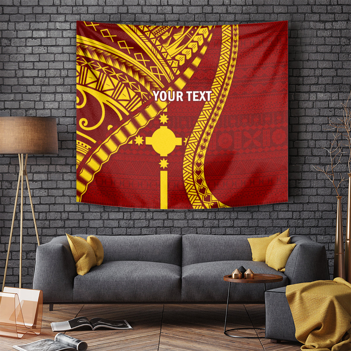 Personalised Fiji Rotuma Tapestry Fijian Tapa Pattern LT14 Maroon - Polynesian Pride