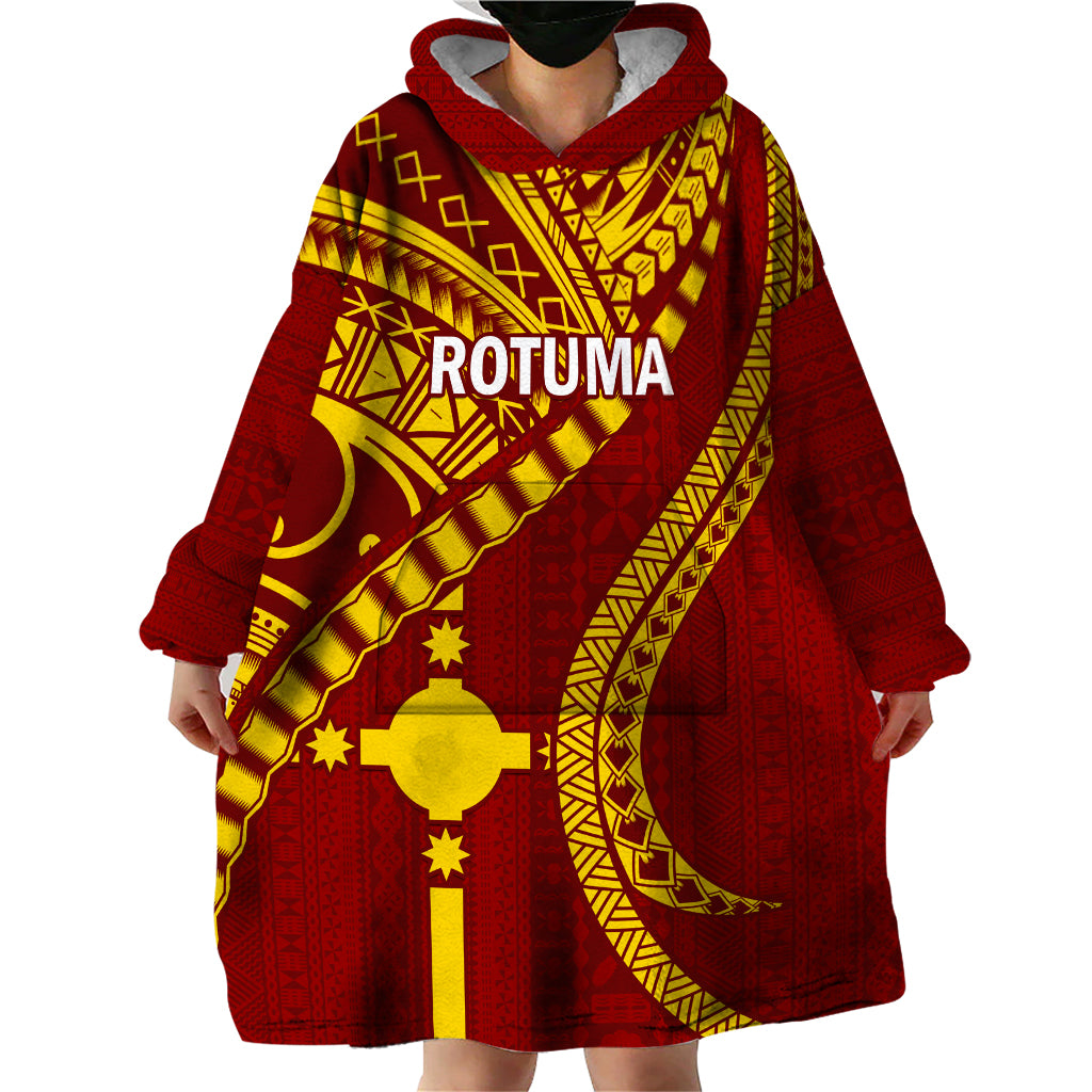 Personalised Fiji Rotuma Wearable Blanket Hoodie Fijian Tapa Pattern LT14 - Polynesian Pride