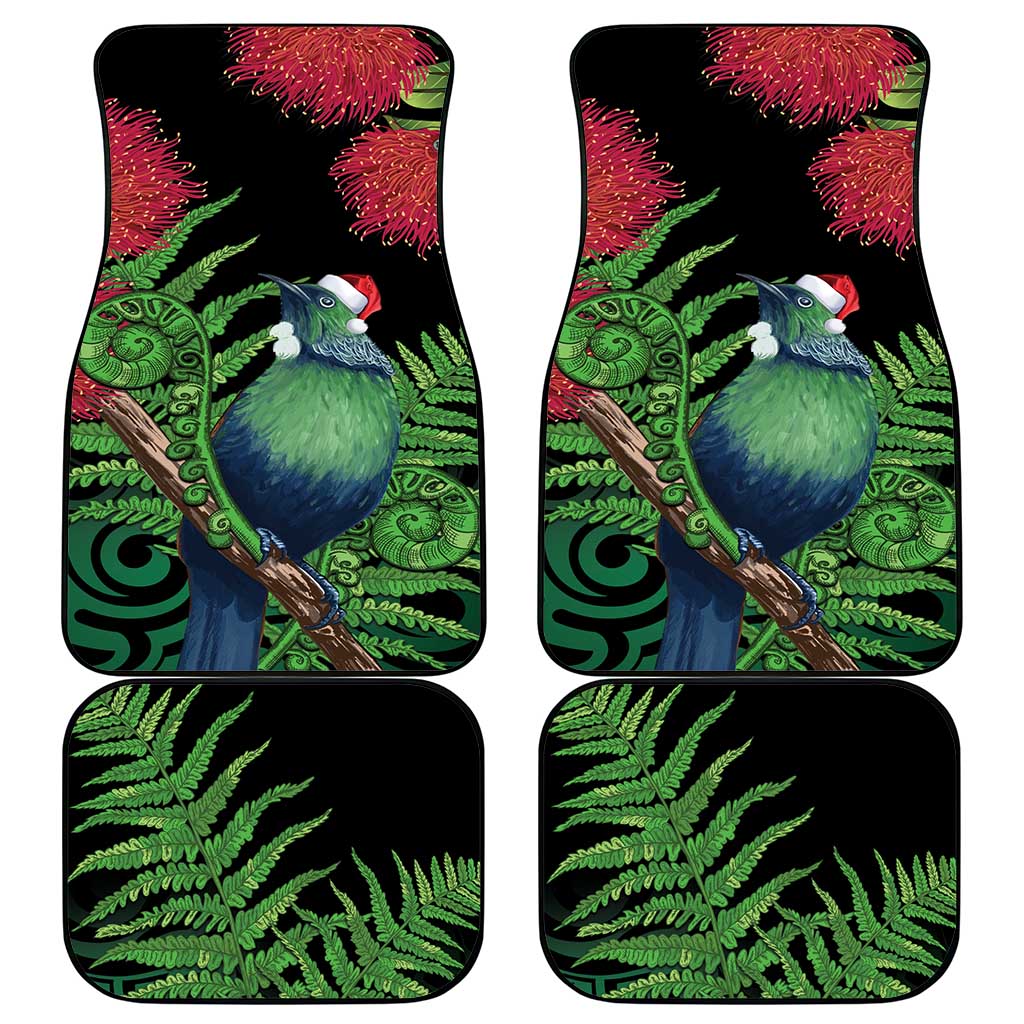 New Zealand Tui Bird Christmas Car Mats Maori Fern Mix Pohotukawa