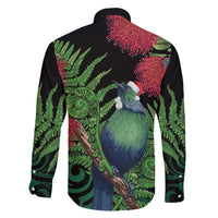 New Zealand Tui Bird Christmas Family Matching Mermaid Dress and Hawaiian Shirt Maori Fern Mix Pohotukawa LT14 - Polynesian Pride